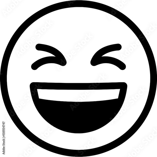 Laughing face outline icon vector