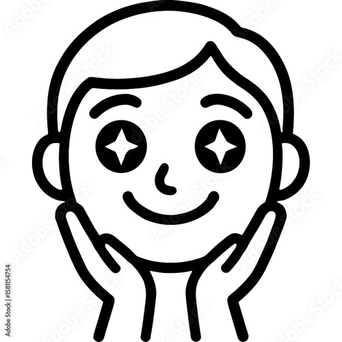 Hopeful optimistic face outline icon vector