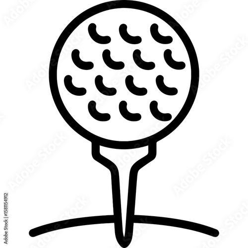 Golf ball on tee outline icon vector