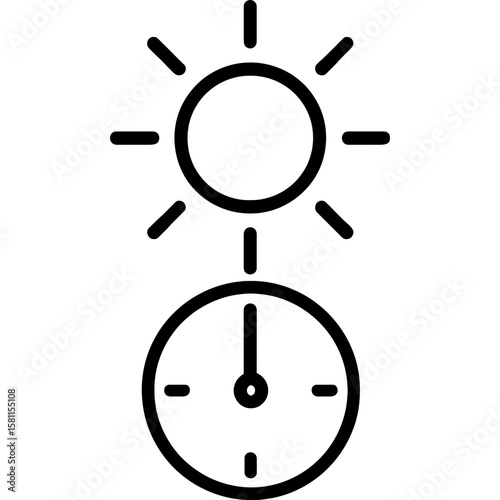 Noon sun outline icon vector