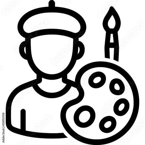 Paint palette artist outline icon vector