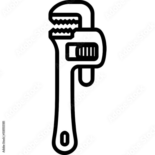 Pipe wrench outline icon vector