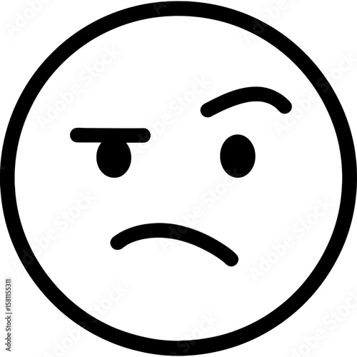 Skeptical face outline icon vector