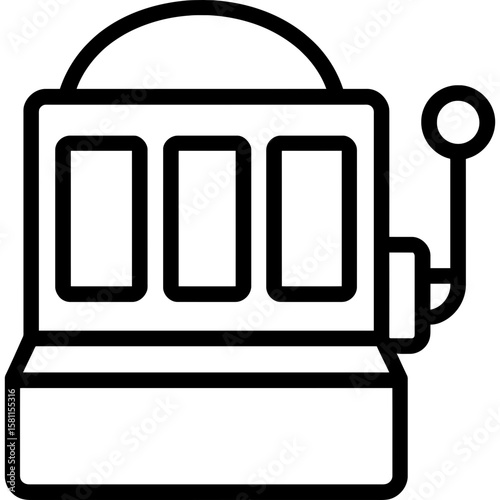 Slot machine three reels outline icon vector
