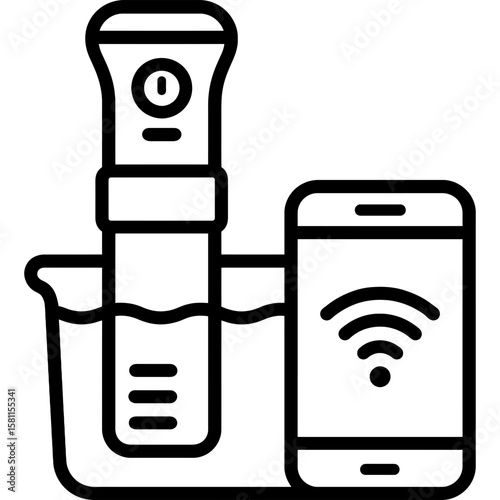 App-controlled sous vide immersion circulator outline icon vector