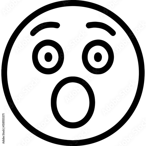 Surprised face with open mouth outline icon vector