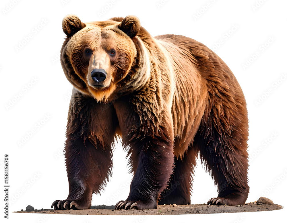 Fototapeta premium A full-body Bear standing on the ground, with a transparent background.