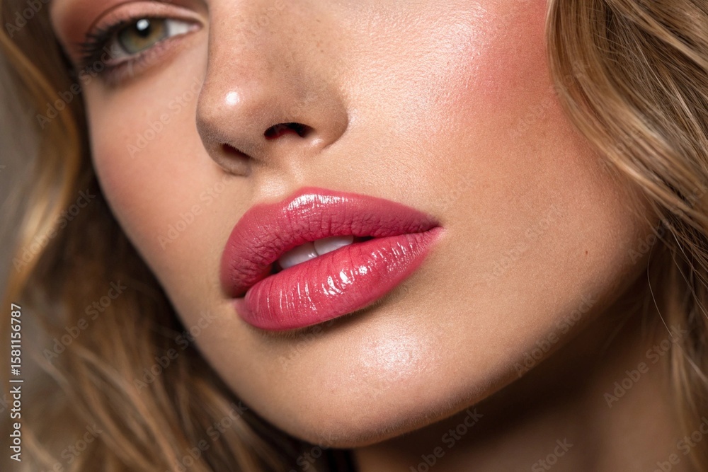 Fototapeta premium A woman with a full lip and a smile