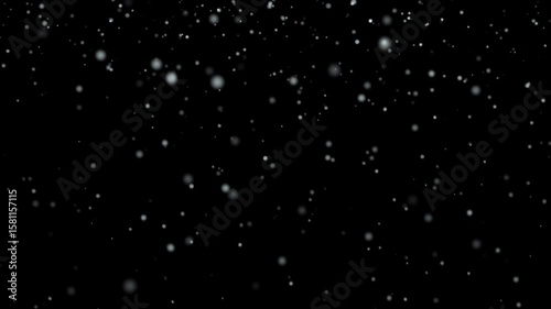 Looping falling snow seamless background on black