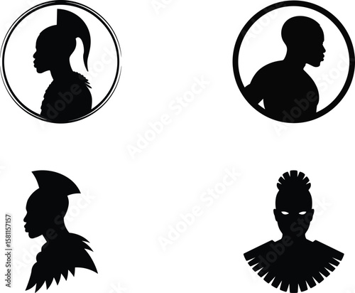 Silhouetted portraits of african individuals in various stylish and modern representations