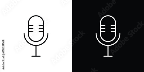 Voice recognition icon thin line symbol on white background. Editable stroke vector illustration