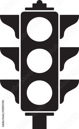Simple black traffic light icon with three circles in a vertical row silhouette