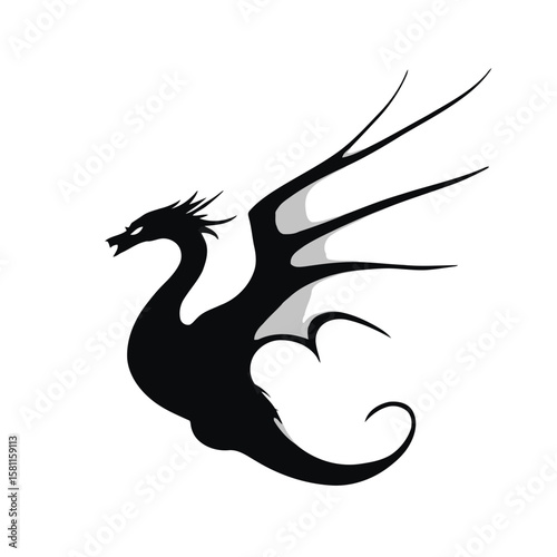 Vector silhouette illustration of an elegant bird or majestic eagle