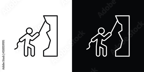People Climbing icon thin line symbol on white background. Editable stroke vector illustration