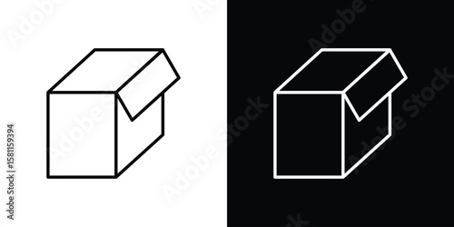 Open box icon thin line symbol on white background. Editable stroke vector illustration