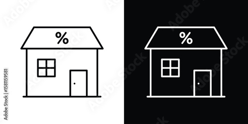 Mortgage rate icon thin line symbol on white background. Editable stroke vector illustration
