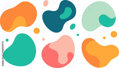  6 Abstract Blob and Organic Shape Vector Set