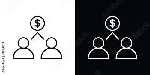 Joint account icon thin line symbol on white background. Editable stroke vector illustration.