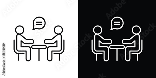 Job interview icon thin line symbol on white background. Editable stroke vector illustration