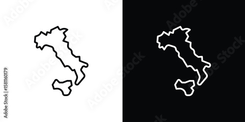 Italy flag icon thin line symbol on white background. Editable stroke vector illustration