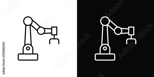Industrial robot icon thin line symbol on white background. Editable stroke vector illustration
