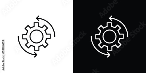 Implementation icon thin line symbol on white background. Editable stroke vector illustration