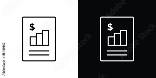 Income statement icon thin line symbol on white background. Editable stroke vector illustration