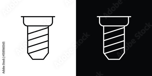 Implant Fixture icon thin line symbol on white background. Editable stroke vector illustration