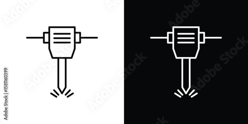 Hydraulic breaker icon thin line symbol on white background. Editable stroke vector illustration