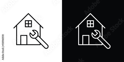 Home repair icon thin line symbol on white background. Editable stroke vector illustration