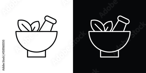 Herbal medicine icon thin line symbol on white background. Editable stroke vector illustration