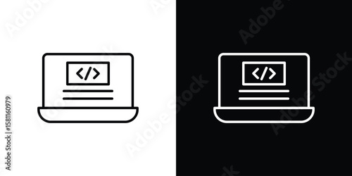 Front end icon thin line symbol on white background. Editable stroke vector illustration