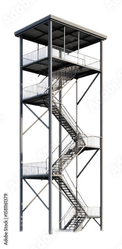 Observation Tower for Scenic Views and Architecture - Isolated on White Background