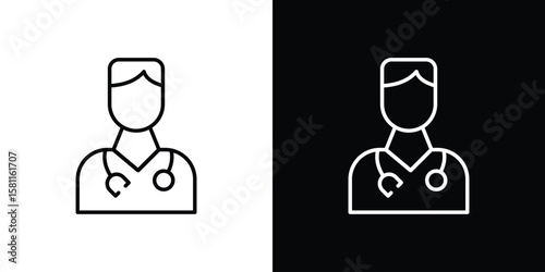 Doctor icon thin line symbol on white background. Editable stroke vector illustration
