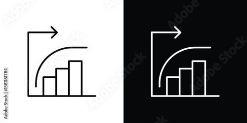 Diminishing returns icon thin line symbol on white background. Editable stroke vector illustration
