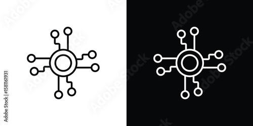 Decentralized icon thin line symbol on white background. Editable stroke vector illustration
