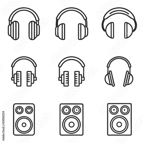 Collection of Headphone and Speaker Icons