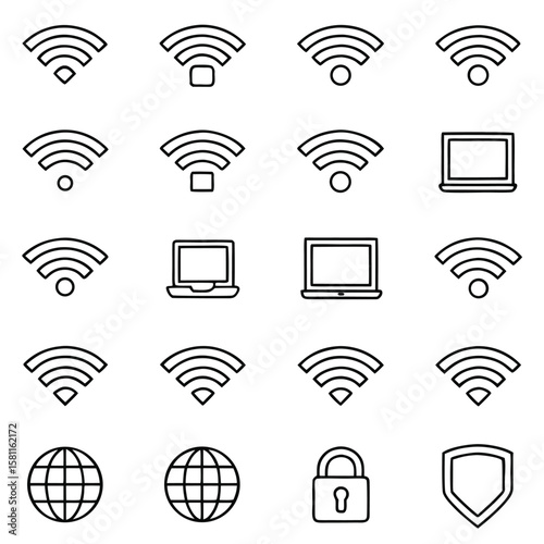 Wireless Connectivity Icons and Symbols Collection