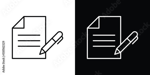 Contract icon thin line symbol on white background. Editable stroke vector illustration