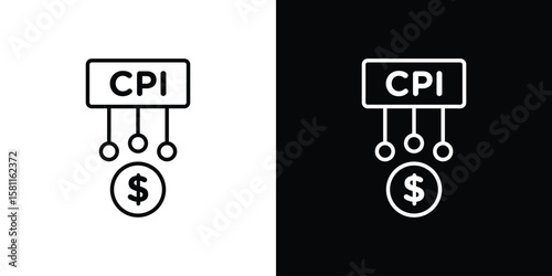 Consumer prices index icon thin line symbol on white background. Editable stroke vector illustration