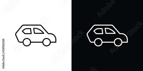 Compact car icon thin line symbol on white background. Editable stroke vector illustration