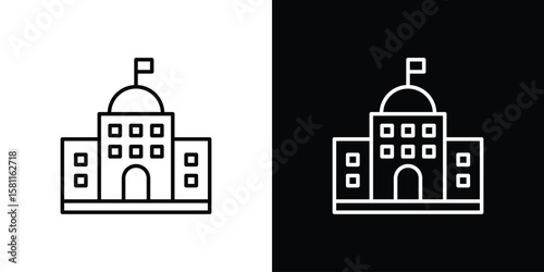 City hall icon thin line symbol on white background. Editable stroke vector illustration