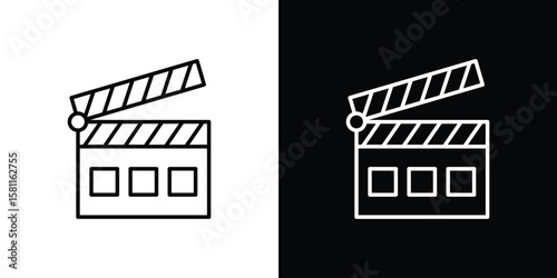 Cinema flapper icon thin line symbol on white background. Editable stroke vector illustration