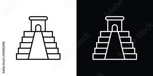 Chichen Itza icon thin line symbol on white background. Editable stroke vector illustration