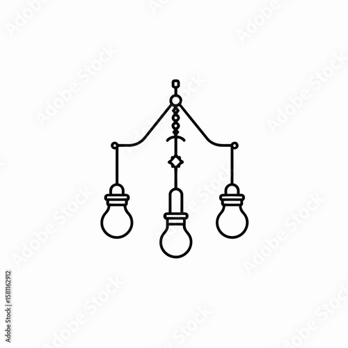 A balanced set of chandelier lamps, a symbol of justice and equality, isolated on a white background