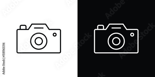 Camera icon thin line symbol on white background. Editable stroke vector illustration