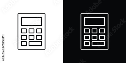 Calculator icon thin line symbol on white background. Editable stroke vector illustration