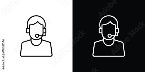Callcenter icon thin line symbol on white background. Editable stroke vector illustration