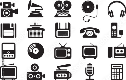 Retro Technology Icons Vintage Gadgets and Electronics Collection