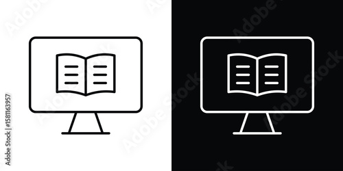 Blended learning icon thin line symbol on white background. Editable stroke vector illustration